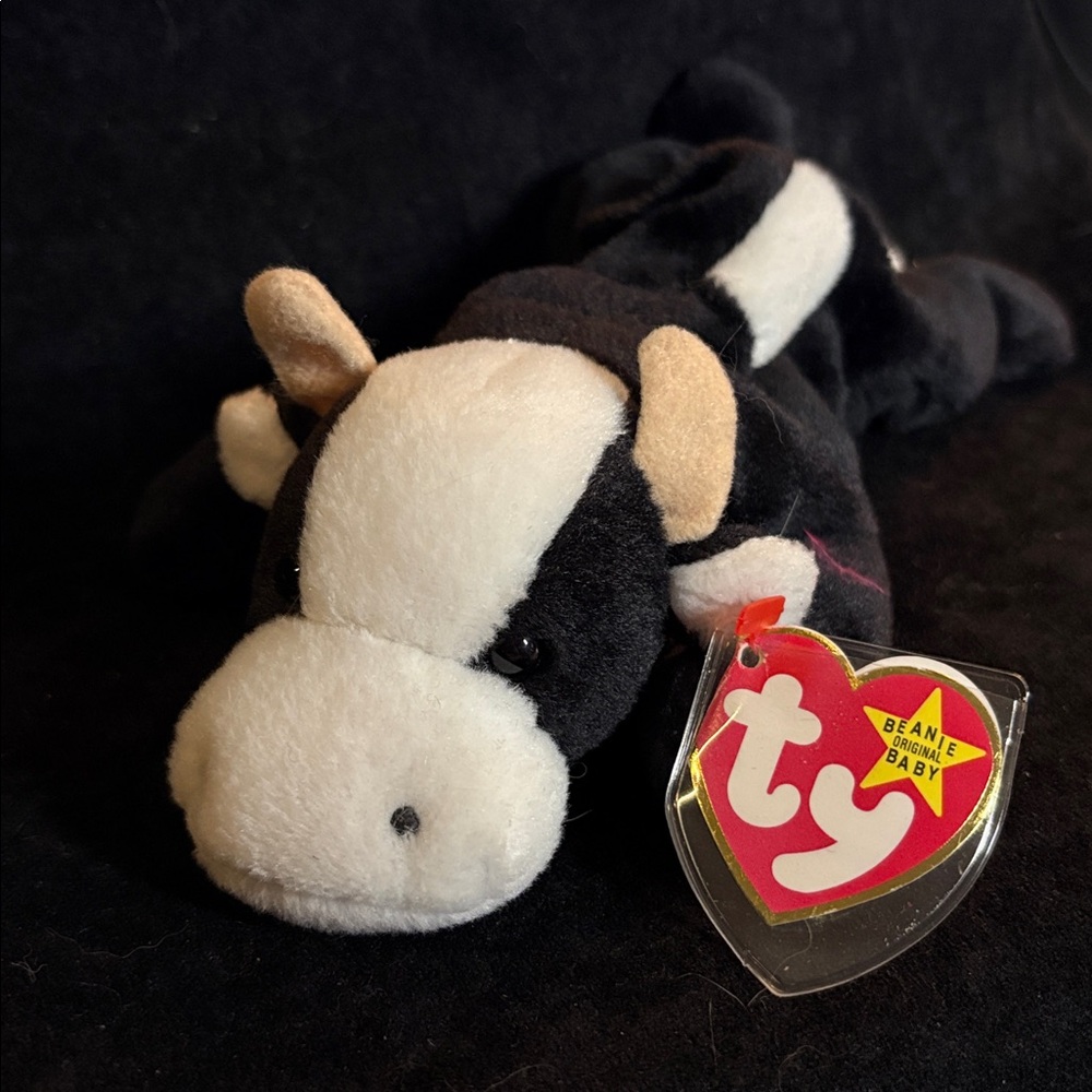 TY Plushie Moo Cow Toy Black and White